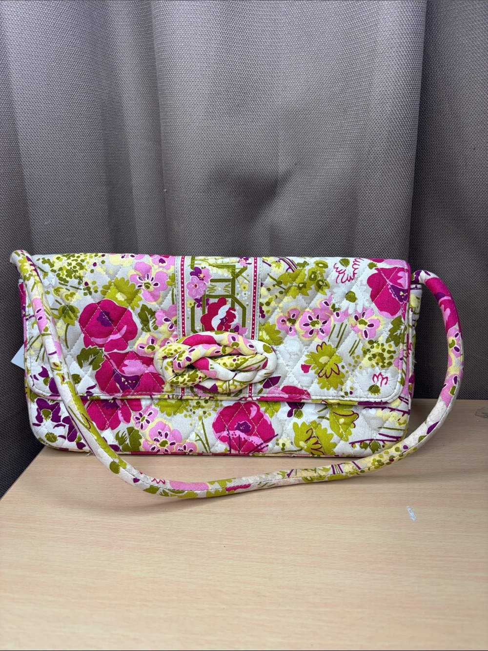 Vera Bradley Pink and Green Quilted Floral Shoulder Bag